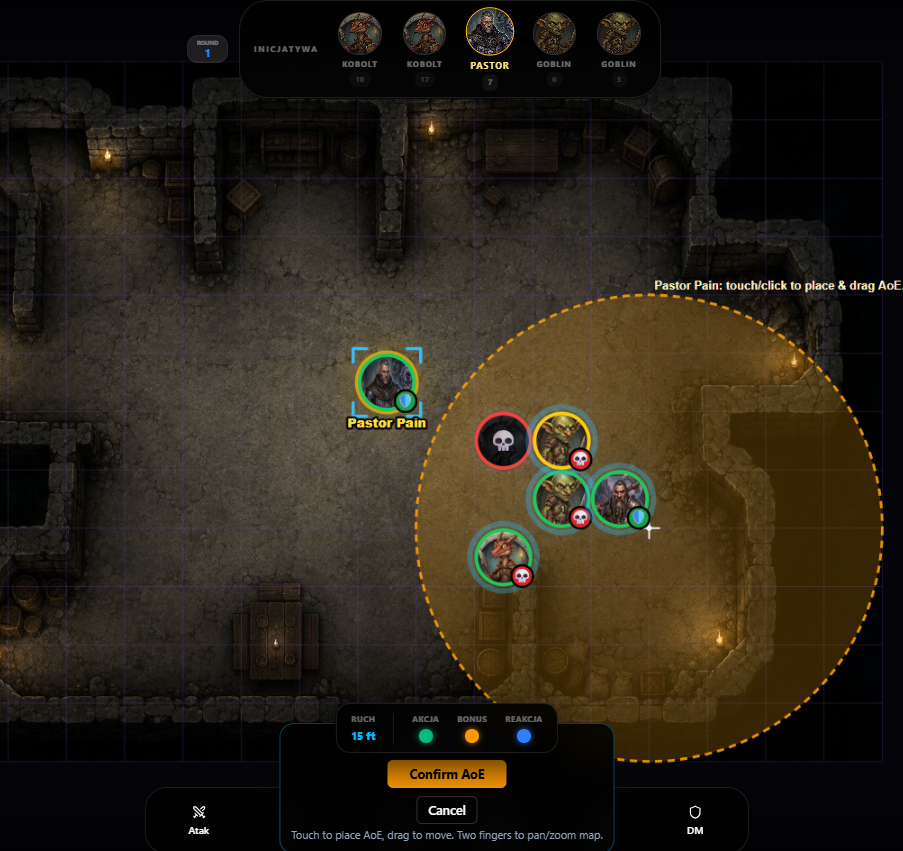 Rzucanie AoE w RealmLink